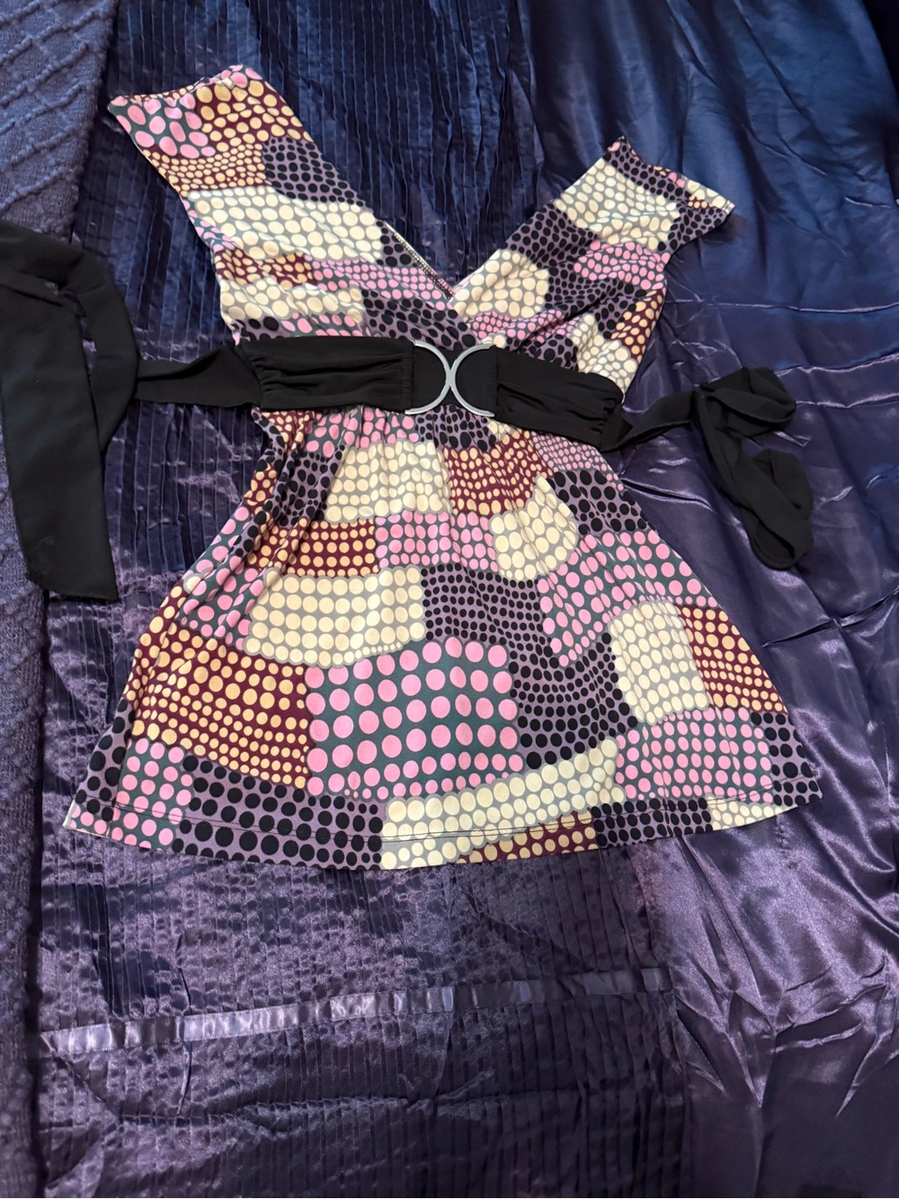 FANG Polka Dot Layered Dress in Pink, Cream, Black